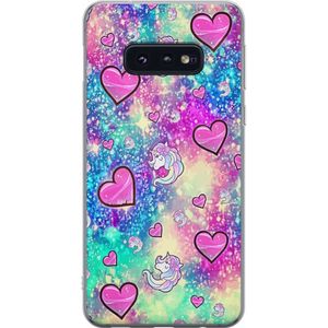 Samsung Galaxy S10e Transparent Mobilskal Enhörning och hjärtan