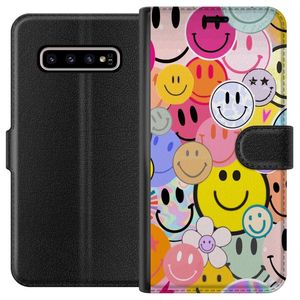 Samsung Galaxy S10+ Sort Lommebokdeksel Leende Ansikten