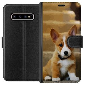 Samsung Galaxy S10+ Musta Lompakkokotelo Liten Hund