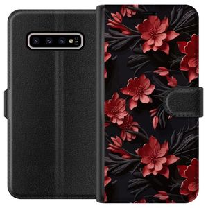 Samsung Galaxy S10+ Svart Plånboksfodral Intensiva blommor