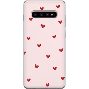 Samsung Galaxy S10+ Transparent Mobilskal Små Hjärtan
