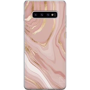 Samsung Galaxy S10+ Transparent Mobilskal Ljusrosa marmor