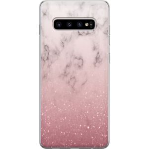 Samsung Galaxy S10+ Transparent Mobilskal Glitter och marmor