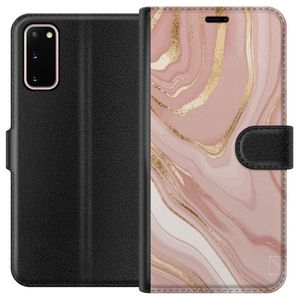 Samsung Galaxy S20 Sort Lommebokdeksel Ljusrosa marmor