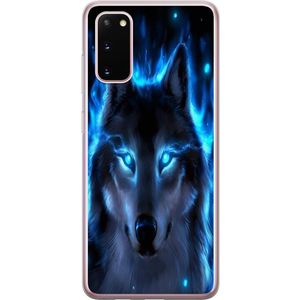 Samsung Galaxy S20 Transparent Mobilskal Blå Varg