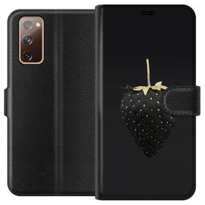 Samsung Galaxy S20 FE Svart Plånboksfodral Exklusiv Jordgubbe