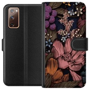 Samsung Galaxy S20 FE Sort Tegnebogsetui Tecknade blommor