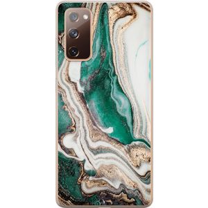 Samsung Galaxy S20 FE Transparent Mobilskal Grön / Guld marmor