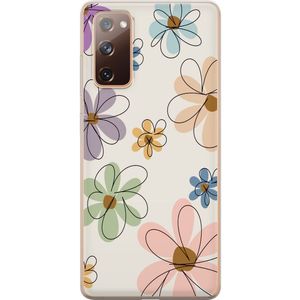 Samsung Galaxy S20 FE Transparent Mobilskal Tecknade Blommor