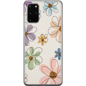 Samsung Galaxy S20+ Transparent Mobilskal Tecknade Blommor