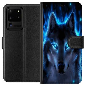 Samsung Galaxy S20 Ultra Musta Lompakkokotelo Blå Varg