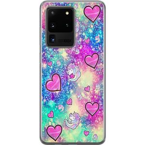 Samsung Galaxy S20 Ultra Transparent Mobilskal Enhörning och hjärtan