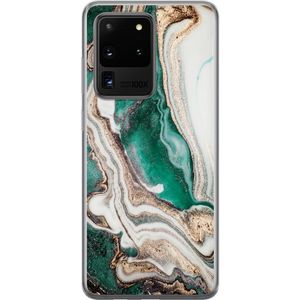 Samsung Galaxy S20 Ultra Transparent Mobilskal Grön / Guld marmor