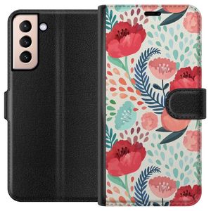 Samsung Galaxy S21 Sort Lommebokdeksel Flora
