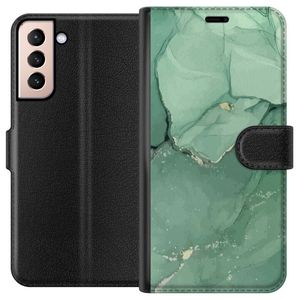 Samsung Galaxy S21 Sort Tegnebogsetui Grön Marmor