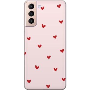 Samsung Galaxy S21 Gennemsigtigt Telefoncover Små Hjärtan