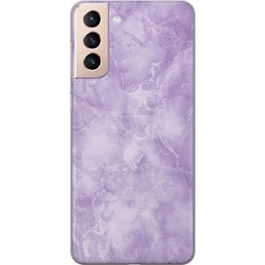 Samsung Galaxy S21 Transparent Mobilskal Lila marmor