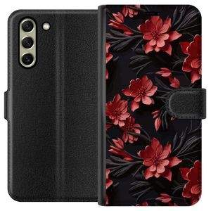 Samsung Galaxy S21 FE 5G Svart Plånboksfodral Intensiva blommor