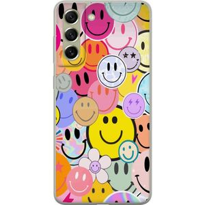 Samsung Galaxy S21 FE 5G Transparent Mobilskal Leende Ansikten