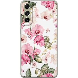 Samsung Galaxy S21 FE 5G Transparent Mobilskal Rosa blommor
