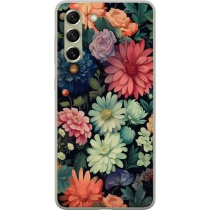 Samsung Galaxy S21 FE 5G Transparent Mobilskal Färglada blommor