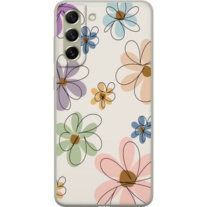 Samsung Galaxy S21 FE 5G Läpinäkyvä Puhelinkotelo Tecknade Blommor