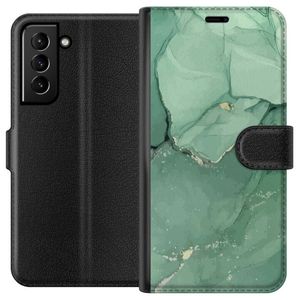 Samsung Galaxy S21+ 5G Svart Plånboksfodral Grön Marmor