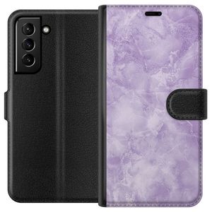 Samsung Galaxy S21+ 5G Musta Lompakkokotelo Lila marmor