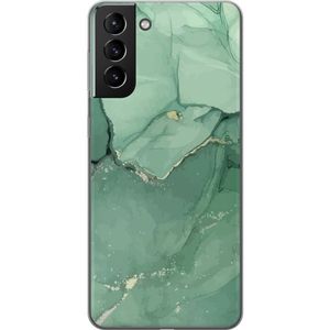 Samsung Galaxy S21+ 5G Transparent Mobilskal Grön Marmor