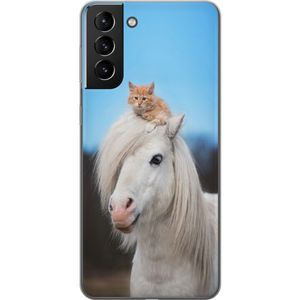 Samsung Galaxy S21+ 5G Transparent Mobilskal Katt och Häst