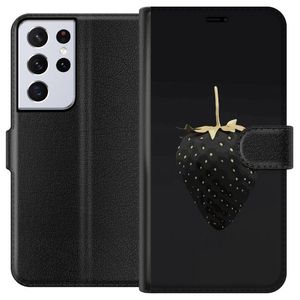 Samsung Galaxy S21 Ultra 5G Sort Lommebokdeksel Exklusiv Jordgubbe