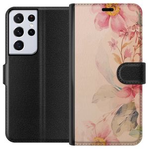 Samsung Galaxy S21 Ultra 5G Svart Plånboksfodral Färgsprakande Blommor