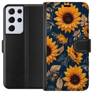 Samsung Galaxy S21 Ultra 5G Sort Lommebokdeksel Solrosor