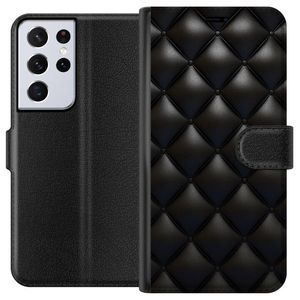 Samsung Galaxy S21 Ultra 5G Sort Lommebokdeksel Lyxiga rutor