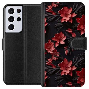 Samsung Galaxy S21 Ultra 5G Svart Plånboksfodral Intensiva blommor
