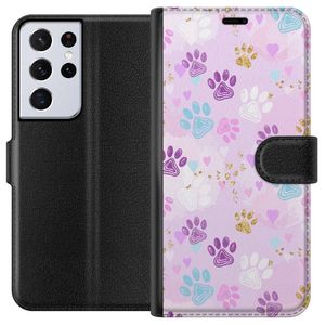 Samsung Galaxy S21 Ultra 5G Svart Plånboksfodral Kattavtryck