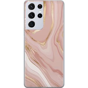 Samsung Galaxy S21 Ultra 5G Gjennomsiktig Telefondeksel Ljusrosa marmor
