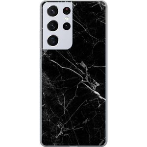 Samsung Galaxy S21 Ultra 5G Transparent Mobilskal Svart marmor