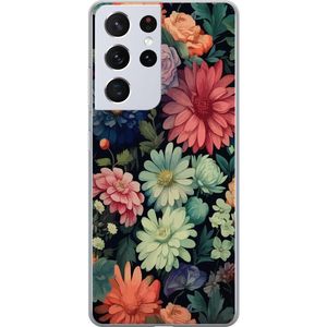 Samsung Galaxy S21 Ultra 5G Transparent Mobilskal Färglada blommor