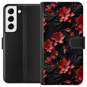 Samsung Galaxy S22 5G Svart Plånboksfodral Intensiva blommor