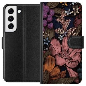 Samsung Galaxy S22 5G Svart Plånboksfodral Tecknade blommor