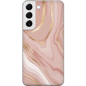 Samsung Galaxy S22 5G Transparent Mobilskal Ljusrosa marmor