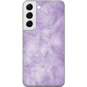 Samsung Galaxy S22 5G Läpinäkyvä Puhelinkotelo Lila marmor