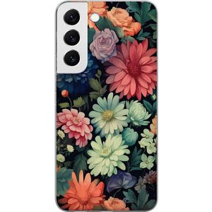 Samsung Galaxy S22 5G Transparent Mobilskal Färglada blommor