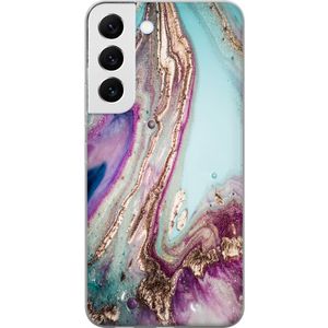 Samsung Galaxy S22 5G Transparent Mobilskal Lila marmor