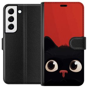 Samsung Galaxy S22+ 5G Svart Plånboksfodral Busig Katt