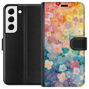 Samsung Galaxy S22+ 5G Musta Lompakkokotelo Miniatyrblommor