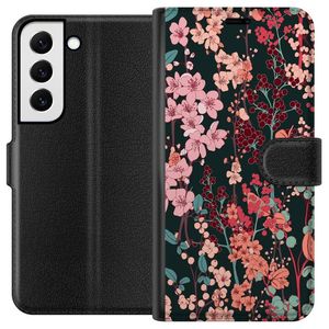 Samsung Galaxy S22+ 5G Sort Lommebokdeksel Blommor