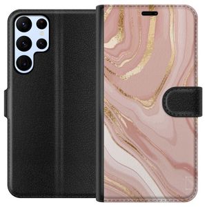 Samsung Galaxy S22 Ultra 5G Svart Plånboksfodral Ljusrosa marmor