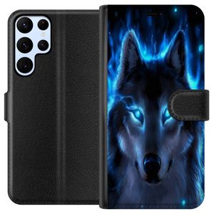 Samsung Galaxy S22 Ultra 5G Svart Plånboksfodral Blå Varg